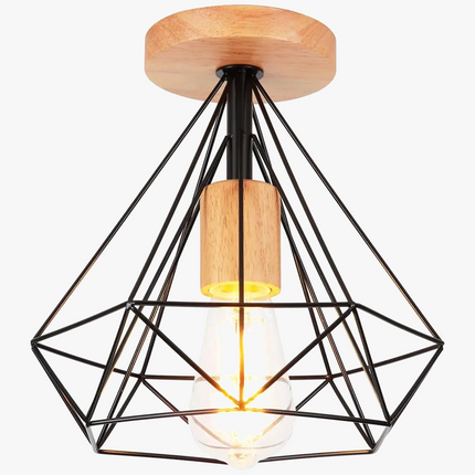 Plafonnier LED style industriel avec cage en métal vintage — LZ4T9Q2N
