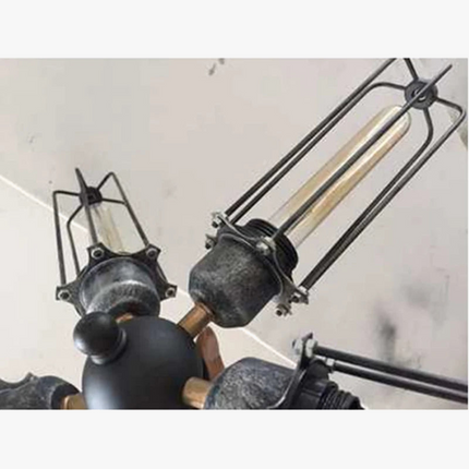 Plafonnier suspension industriel vintage avec cage métallique — LZ4X9J