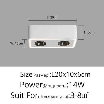 Plafonnier LED carré anti-éblouissement à fixation murale — LZ4X9P