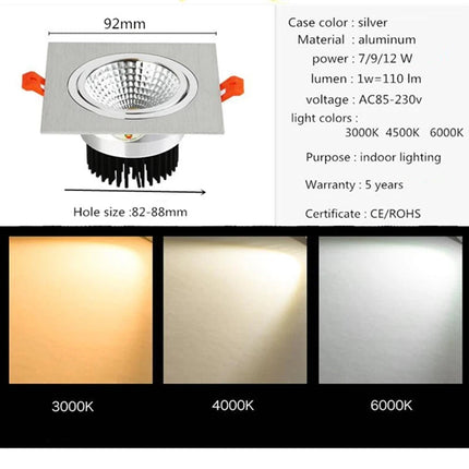 Plafonnier LED carré encastré très brillant avec spot COB — LZ4X9T2