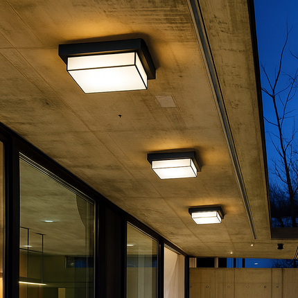 Plafonnier LED carré étanche pour extérieur, jardin et porche — LZ4X9T