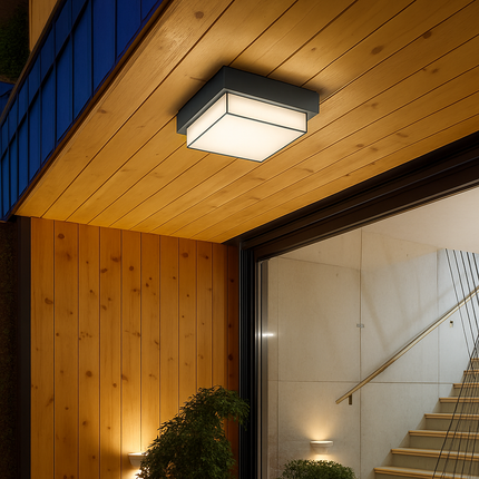 Plafonnier LED carré étanche pour extérieur, jardin et porche — LZ4X9T