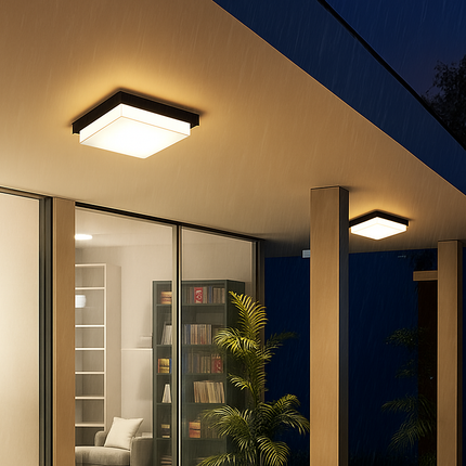 Plafonnier LED carré étanche pour extérieur, jardin et porche — LZ4X9T