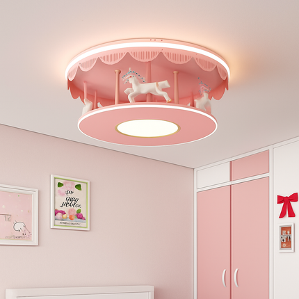Plafonnier LED carrousel dessin animé pour chambre de filles — LZ4QJ7M