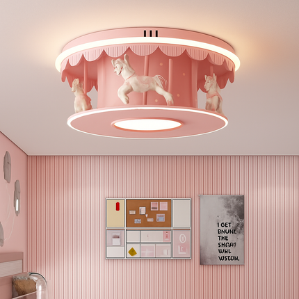 Plafonnier LED carrousel dessin animé pour chambre de filles — LZ4QJ7M