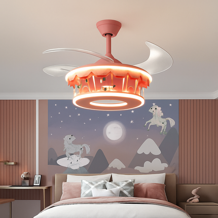 Plafonnier LED carrousel dessin animé pour chambre de filles — LZ4QJ7M