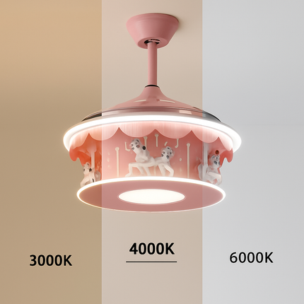 Plafonnier LED carrousel dessin animé pour chambre de filles — LZ4QJ7M