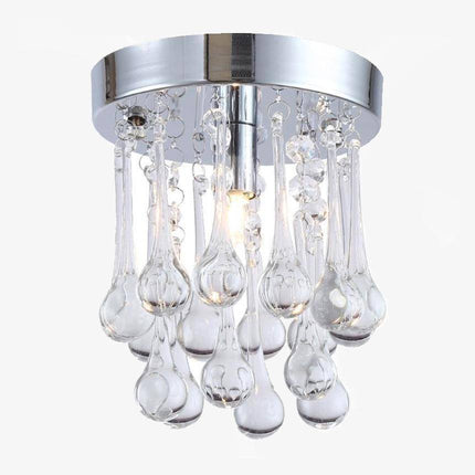 Plafonnier LED chromé orné de gouttes en cristal — LZ4X7M
