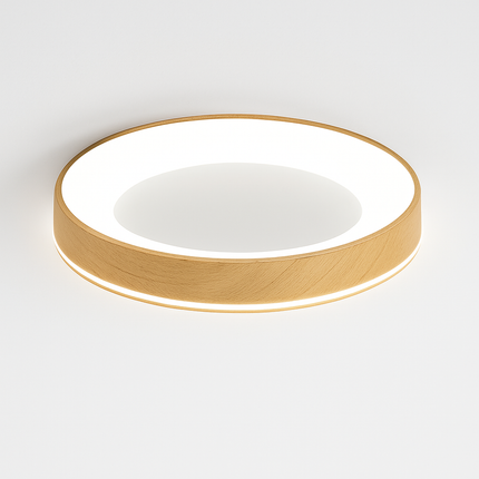 Plafonnier LED circulaire effet grain de bois design minimaliste — LZ4X9P