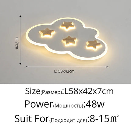Plafonnier LED enfant avec motifs nuages et étoiles créatifs — LZ4X9P