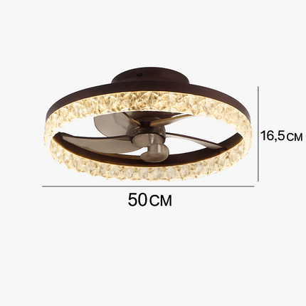 Plafonnier LED cristal avec ventilateur 6 vitesses et télécommande style nordique — LZ4X9M