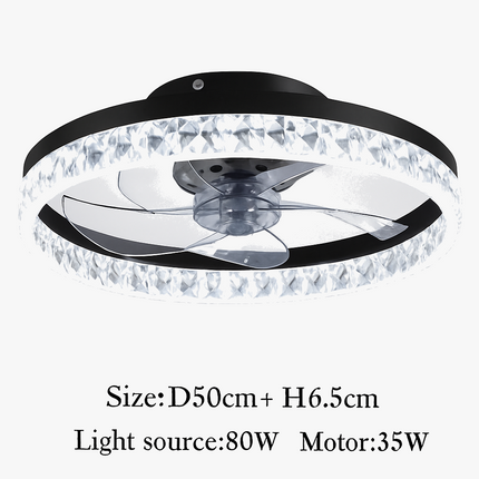 Plafonnier LED cristal avec ventilateur 6 vitesses et télécommande style nordique — LZ4X9M