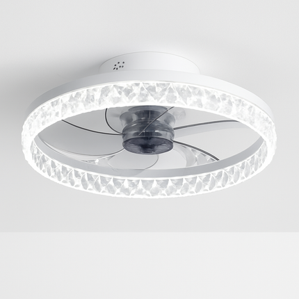 Plafonnier LED cristal avec ventilateur 6 vitesses et télécommande style nordique — LZ4X9M