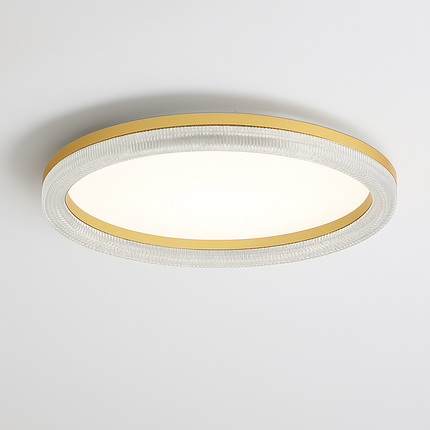 Plafonnier LED design moderne rond et carré en cristal doré — LZ4X9P2