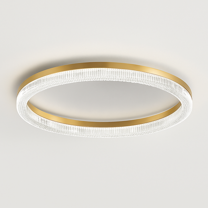 Plafonnier LED design moderne rond et carré en cristal doré — LZ4X9P2