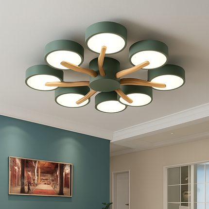 Plafonnier LED en bois au design nordique pour intérieur — LZ4X9P2