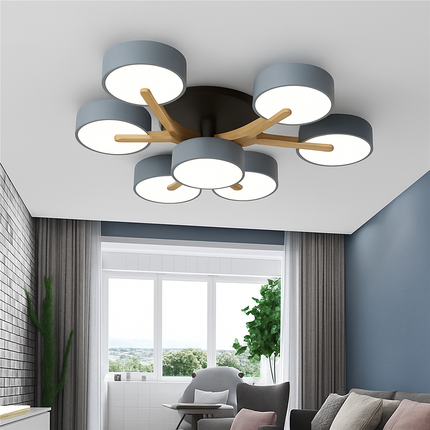 Plafonnier LED en bois au design nordique pour intérieur — LZ4X9P2