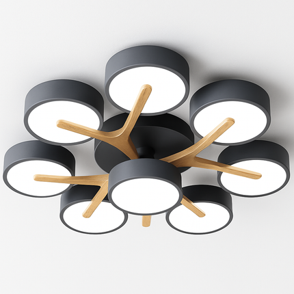 Plafonnier LED en bois au design nordique pour intérieur — LZ4X9P2