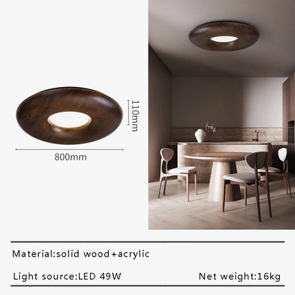 Grand plafonnier LED design rétro en bois — LZ4X9P2