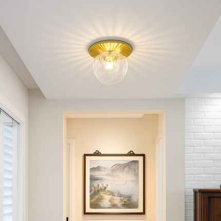Plafonnier LED rond doré avec globe en verre Porch — LZ4X9T1