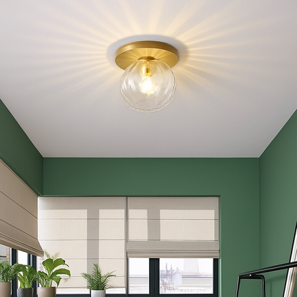 Plafonnier LED rond doré avec globe en verre Porch — LZ4X9T1