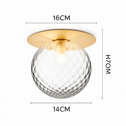 Plafonnier LED rond doré avec globe en verre Porch — LZ4X9T1