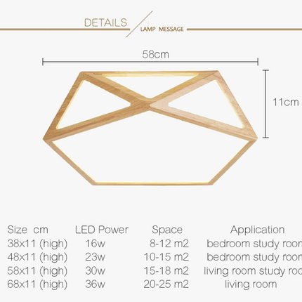 plafonnier led en bois créatif pour éclairage général