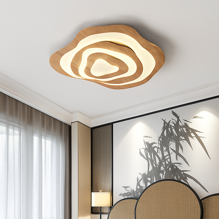 Plafonnier LED décoratif en bois au design japonais irrégulier — LZ4X9P2