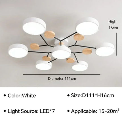 Plafonnier LED en bois au design nordique pour intérieur élégant — LZ4X9P2