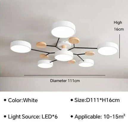 Plafonnier LED en bois au design nordique pour intérieur élégant — LZ4X9P2