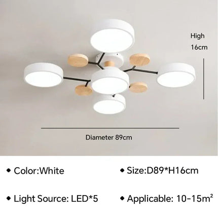 Plafonnier LED en bois au design nordique pour intérieur élégant — LZ4X9P2