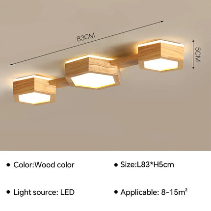 Plafonnier LED en bois pour décoration intérieure moderne — LZ4X9T2