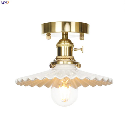 Plafonnier LED en céramique style nordique avec finition cuivre — LZ4X9T2