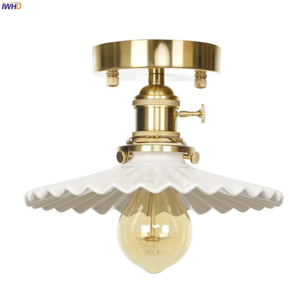 Plafonnier LED en céramique style nordique avec finition cuivre — LZ4X9T2