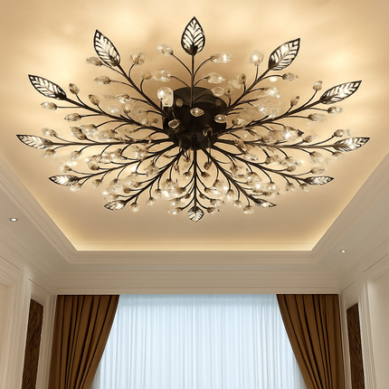 Plafonnier LED décoratif en cristal forme fleurs et feuilles — LZ4X9P2