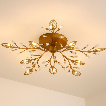 Plafonnier LED décoratif en cristal forme fleurs et feuilles — LZ4X9P2