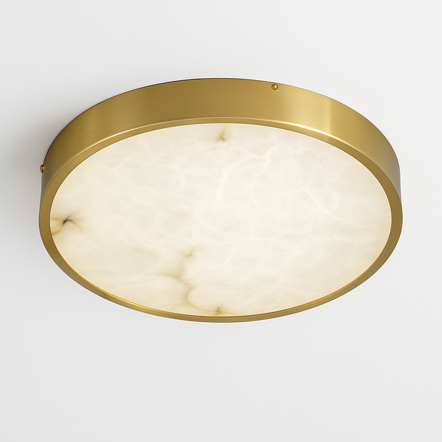 Plafonnier LED en marbre au design simple et cuivre brossé — LZ4X9M