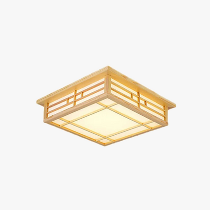 Plafonnier LED encastré en bois style japonais avec télécommande — LZ4X9P2