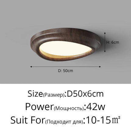 Plafonnier LED encastré imitation noyer design moderne — LZ4X9J