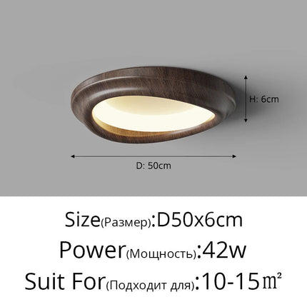 Plafonnier LED encastré imitation noyer design moderne — LZ4X9J