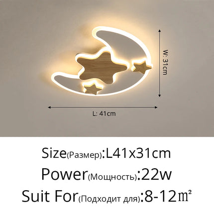 Plafonnier LED enfant avec motifs étoiles et lune, luminosité réglable — LZ4X9M