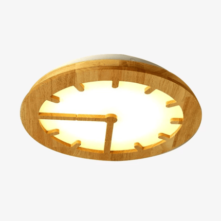 Plafonnier LED avec horloge intégrée en bois — LZ4X9T2