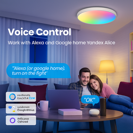 Plafonnier LED intelligent Zigbee avec commande vocale et application — LZ4P9X2