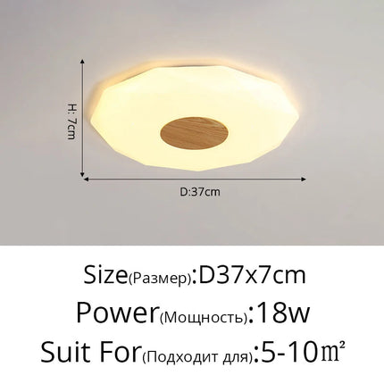 Plafonnier LED minimaliste en bois massif forme étoile diamant — LZ4X9QJ