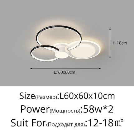 Plafonnier LED intérieur design avec anneau créatif décoratif — LZ4X9P