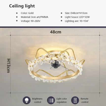 Plafonnier LED moderne avec ventilateur silencieux et éclairage intelligent — LZ4X9Q2