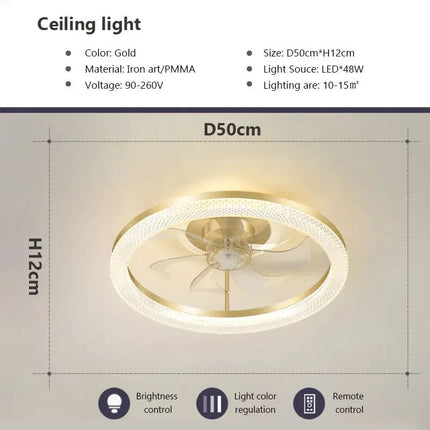 Plafonnier LED moderne avec ventilateur silencieux et éclairage intelligent — LZ4X9Q2