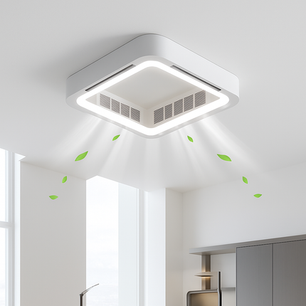 Plafonnier LED moderne avec ventilateur et télécommande intégrée — LZ4X9J