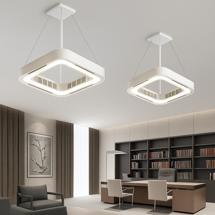 Plafonnier LED moderne avec ventilateur et télécommande intégrée — LZ4X9J