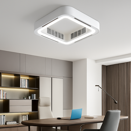 Plafonnier LED moderne avec ventilateur et télécommande intégrée — LZ4X9J